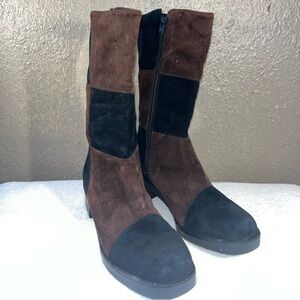 Hush Puppies Black and Brown Ankle Boots